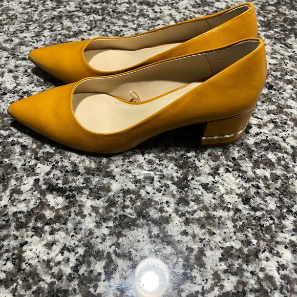 Zara Orange Tan Wide Heeled Pumps Sz. 39 - Picture 2 of 8